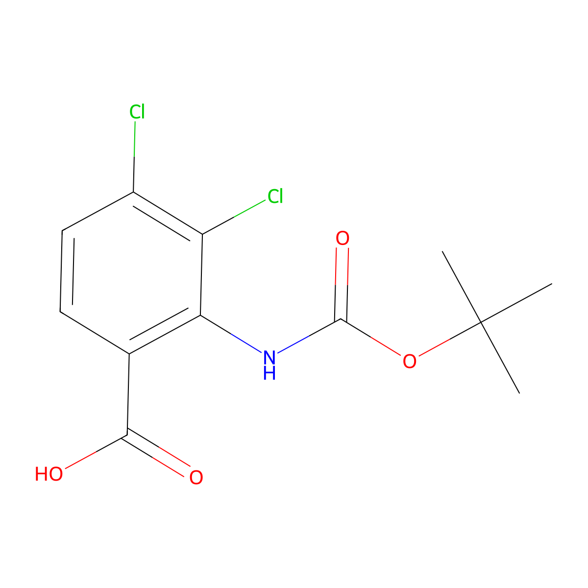 2-{[(Tert-butoxy)carbonyl]amino}-3,4-dichlorobenzoic acid molecular structure, CAS 2287334-07-8