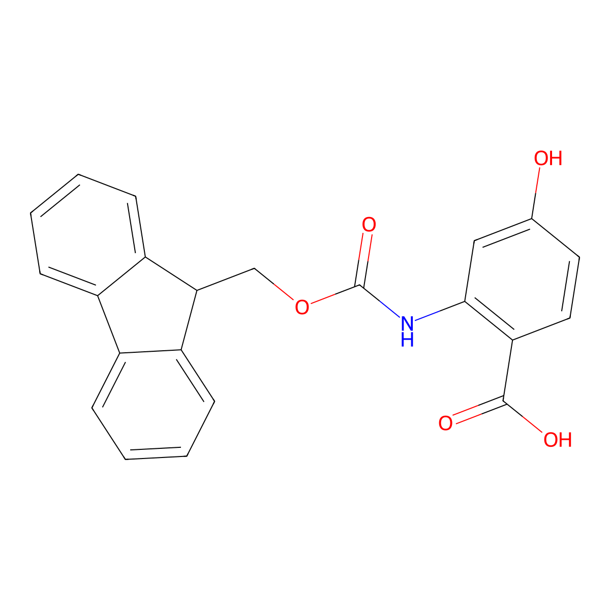 2-({[(9H-fluoren-9-yl)methoxy]carbonyl}amino)-4-hydroxybenzoic acid molecular structure, CAS 2287334-16-9