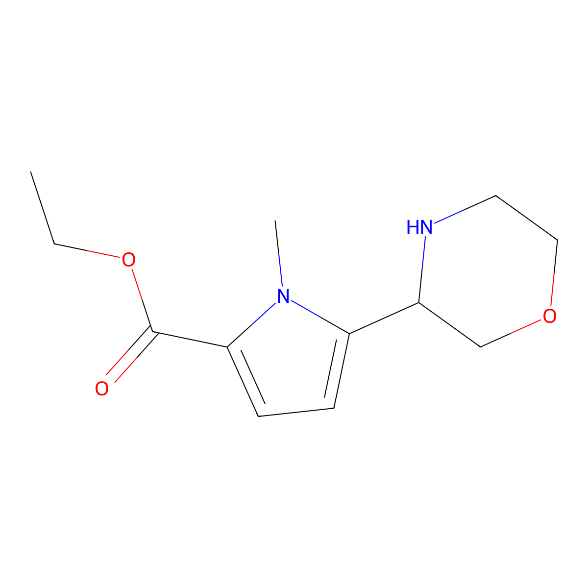 ethyl 1-methyl-5-(morpholin-3-yl)-1H-pyrrole-2-carboxylate molecular structure, CAS 2287334-29-4