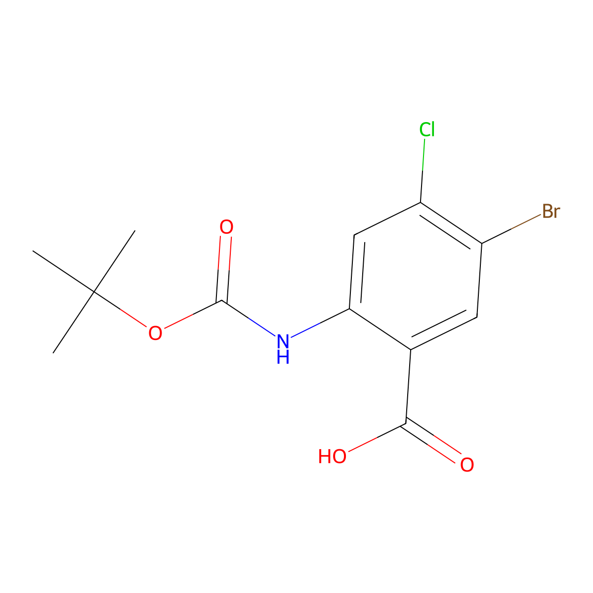 5-Bromo-2-{[(tert-butoxy)carbonyl]amino}-4-chlorobenzoic acid molecular structure, CAS 2287334-31-8