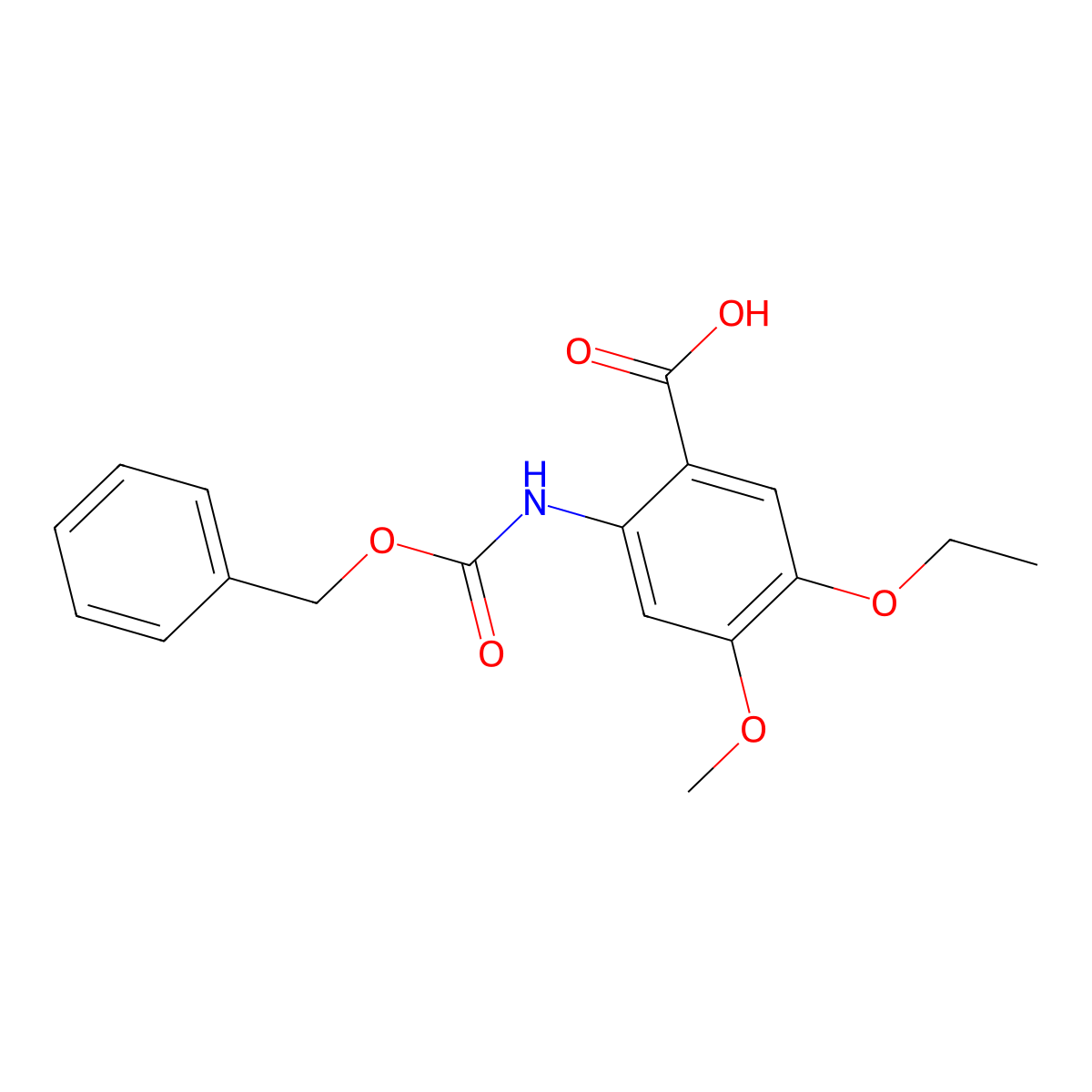 2-{[(Benzyloxy)carbonyl]amino}-5-ethoxy-4-methoxybenzoic acid molecular structure, CAS 2287334-37-4