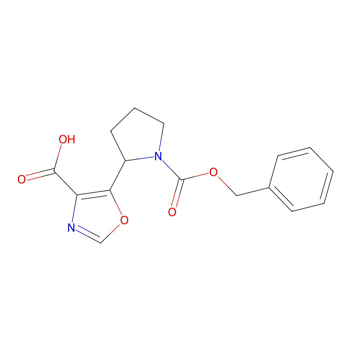 5-{1-[(Benzyloxy)carbonyl]pyrrolidin-2-yl}-1,3-oxazole-4-carboxylic acid molecular structure, CAS 2287334-45-4
