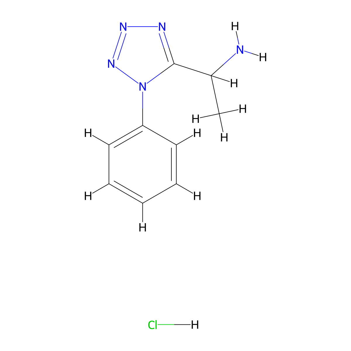 1-(1-phenyl-1H-1,2,3,4-tetrazol-5-yl)ethan-1-amine hydrochloride molecular structure, CAS 2287334-62-5