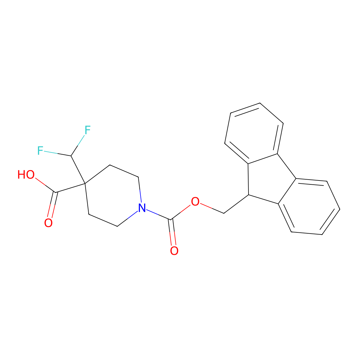 4-(Difluoromethyl)-1-(9H-fluoren-9-ylmethoxycarbonyl)piperidine-4-carboxylic acid molecular structure, CAS 2287334-69-2