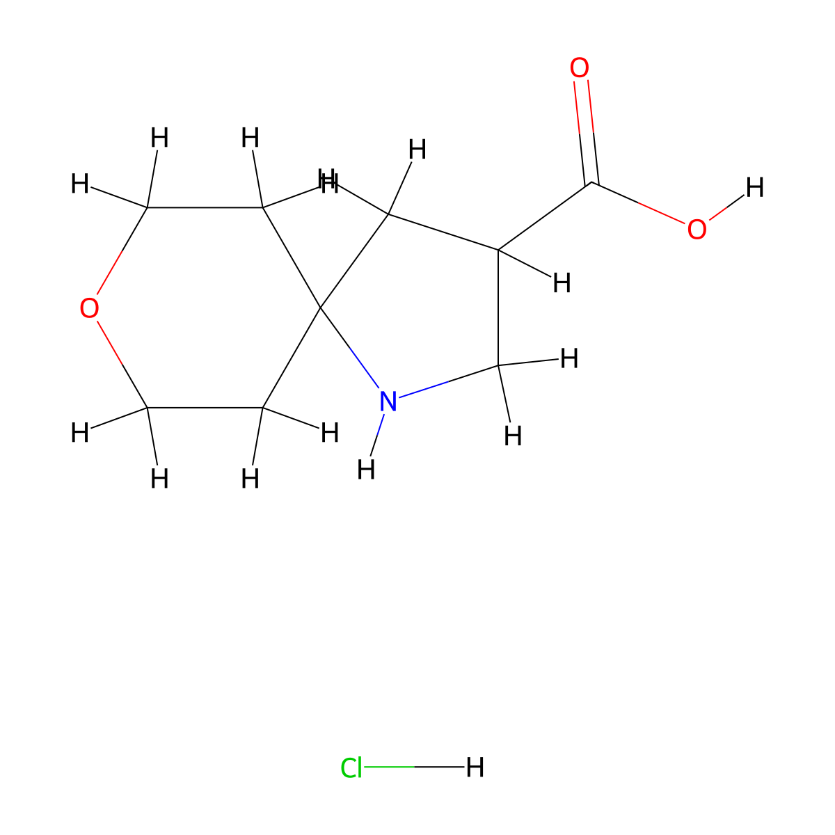 8-Oxa-1-azaspiro[4.5]decane-3-carboxylic acid hydrochloride molecular structure, CAS 2287334-74-9