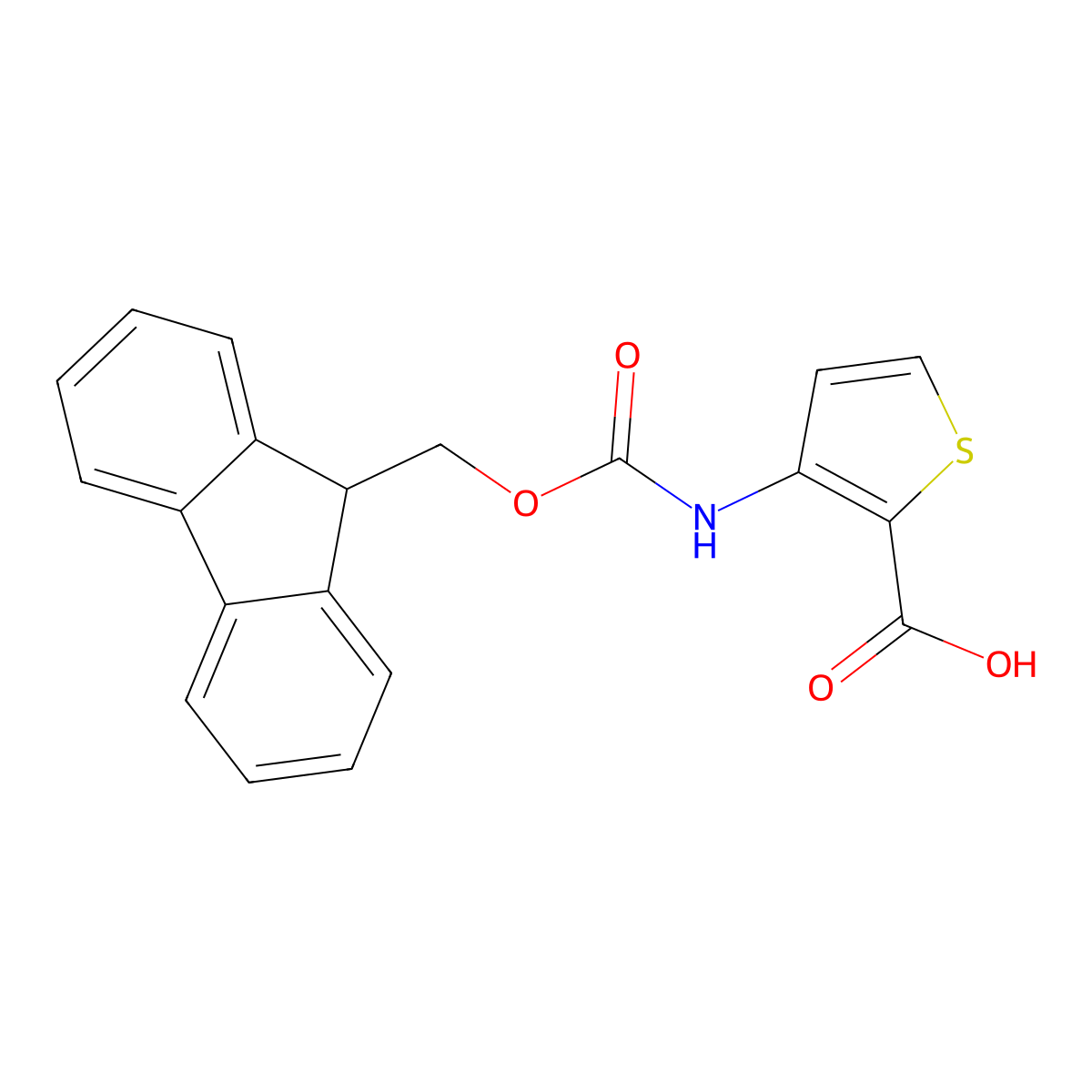 3-({[(9H-fluoren-9-yl)methoxy]carbonyl}amino)thiophene-2-carboxylic acid molecular structure, CAS 2287334-89-6