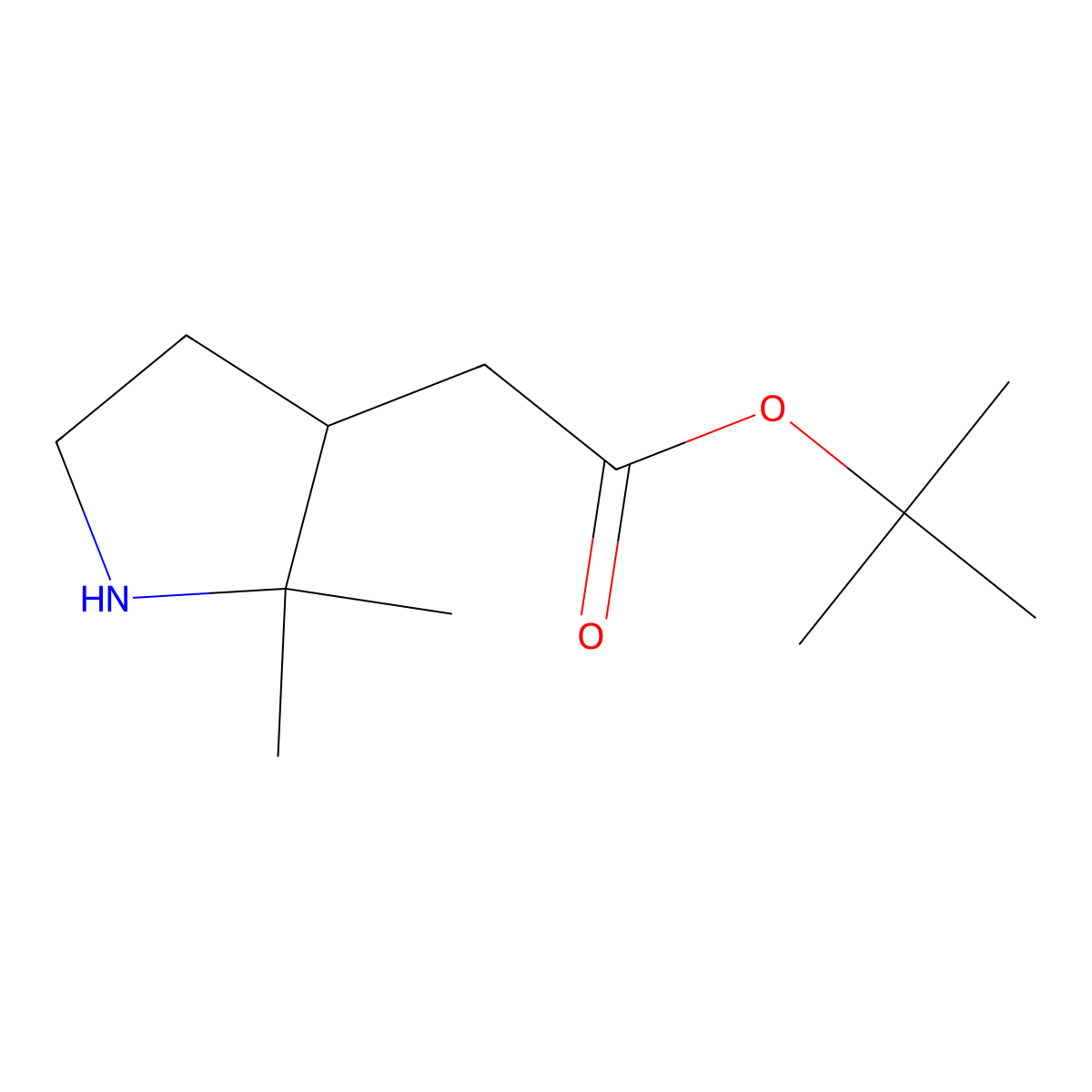 Tert-butyl 2-(2,2-dimethylpyrrolidin-3-yl)acetate molecular structure, CAS 2287334-92-1