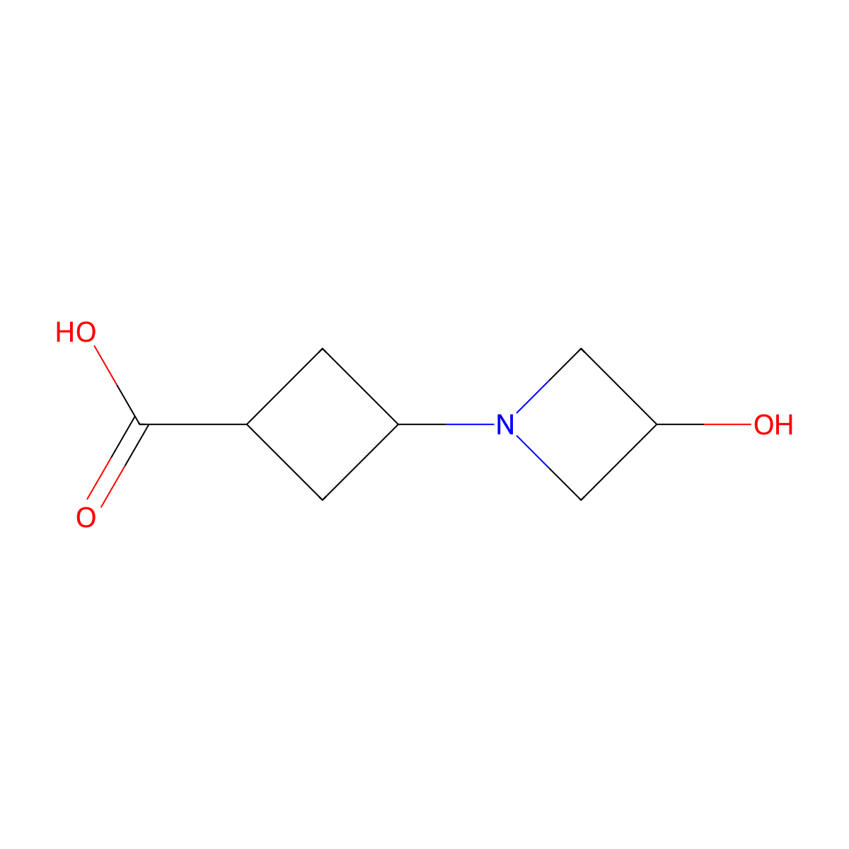3-(3-Hydroxyazetidin-1-yl)cyclobutane-1-carboxylic acid molecular structure, CAS 2287335-08-2