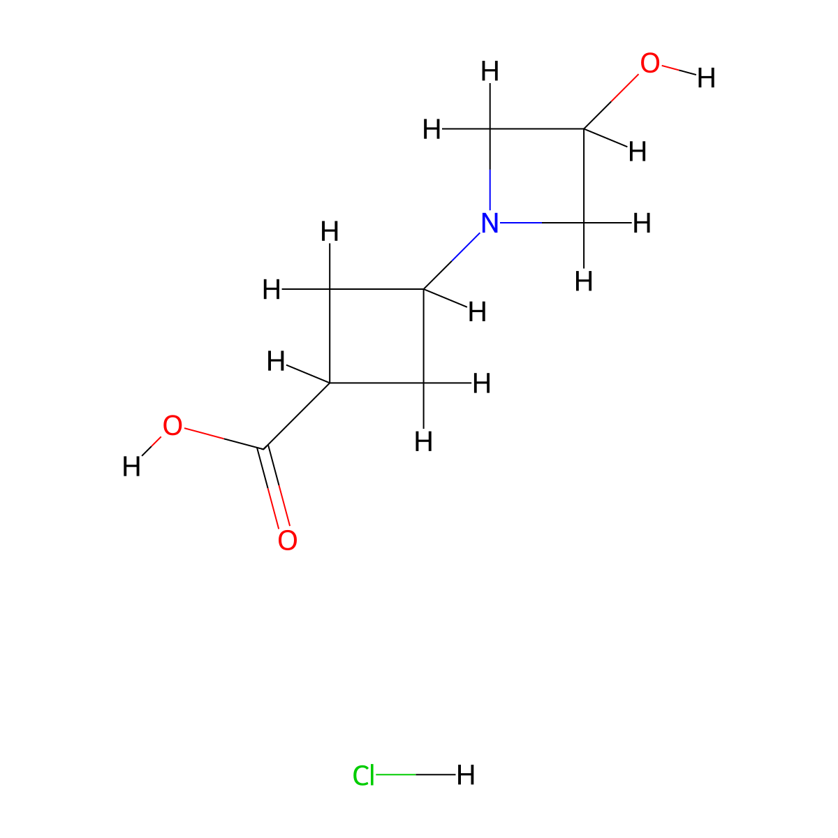 3-(3-Hydroxyazetidin-1-yl)cyclobutane-1-carboxylic acid hydrochloride molecular structure, CAS 2287335-09-3