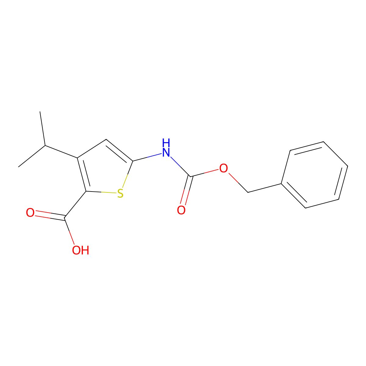 5-{[(Benzyloxy)carbonyl]amino}-3-(propan-2-yl)thiophene-2-carboxylic acid molecular structure, CAS 2287335-18-4