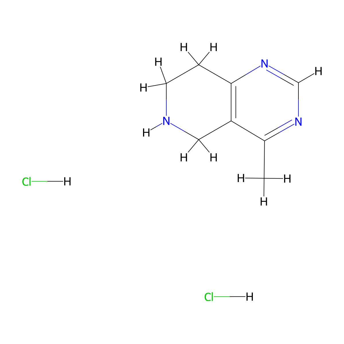 4-methyl-5H,6H,7H,8H-pyrido(4,3-d)pyrimidine dihydrochloride molecular structure, CAS 2287335-33-3
