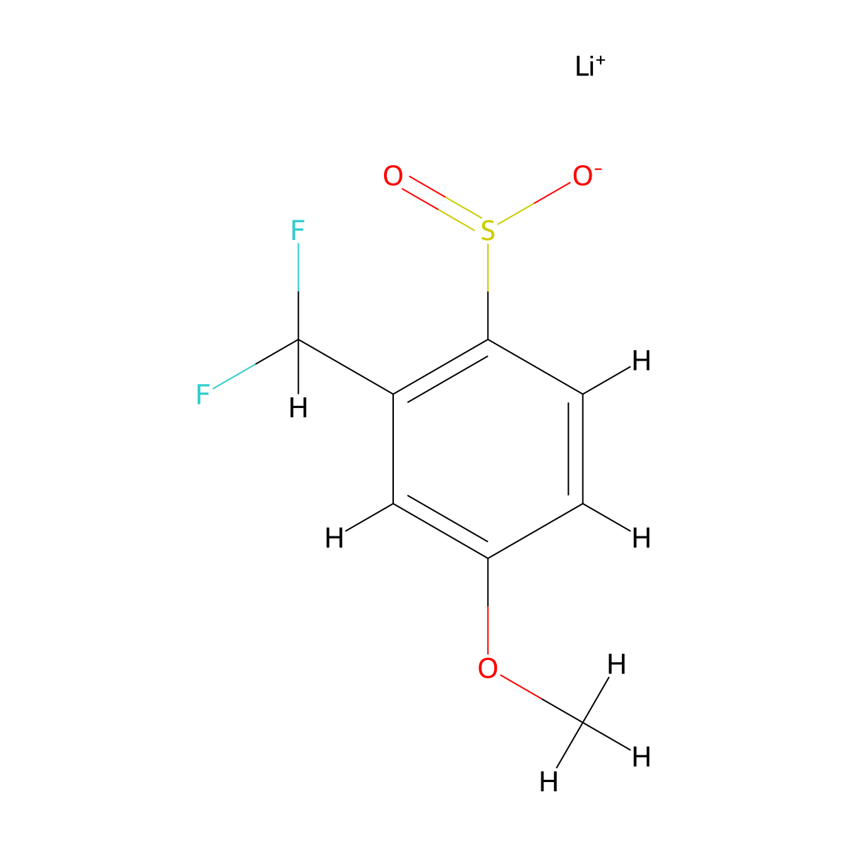 Lithium(1+)ion2-(difluoromethyl)-4-methoxybenzene-1-sulfinate molecular structure, CAS 2287335-46-8