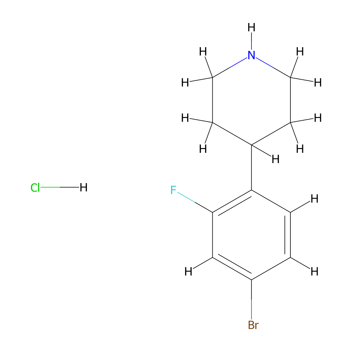4-(4-Bromo-2-fluorophenyl)piperidine hydrochloride molecular structure, CAS 2287335-48-0