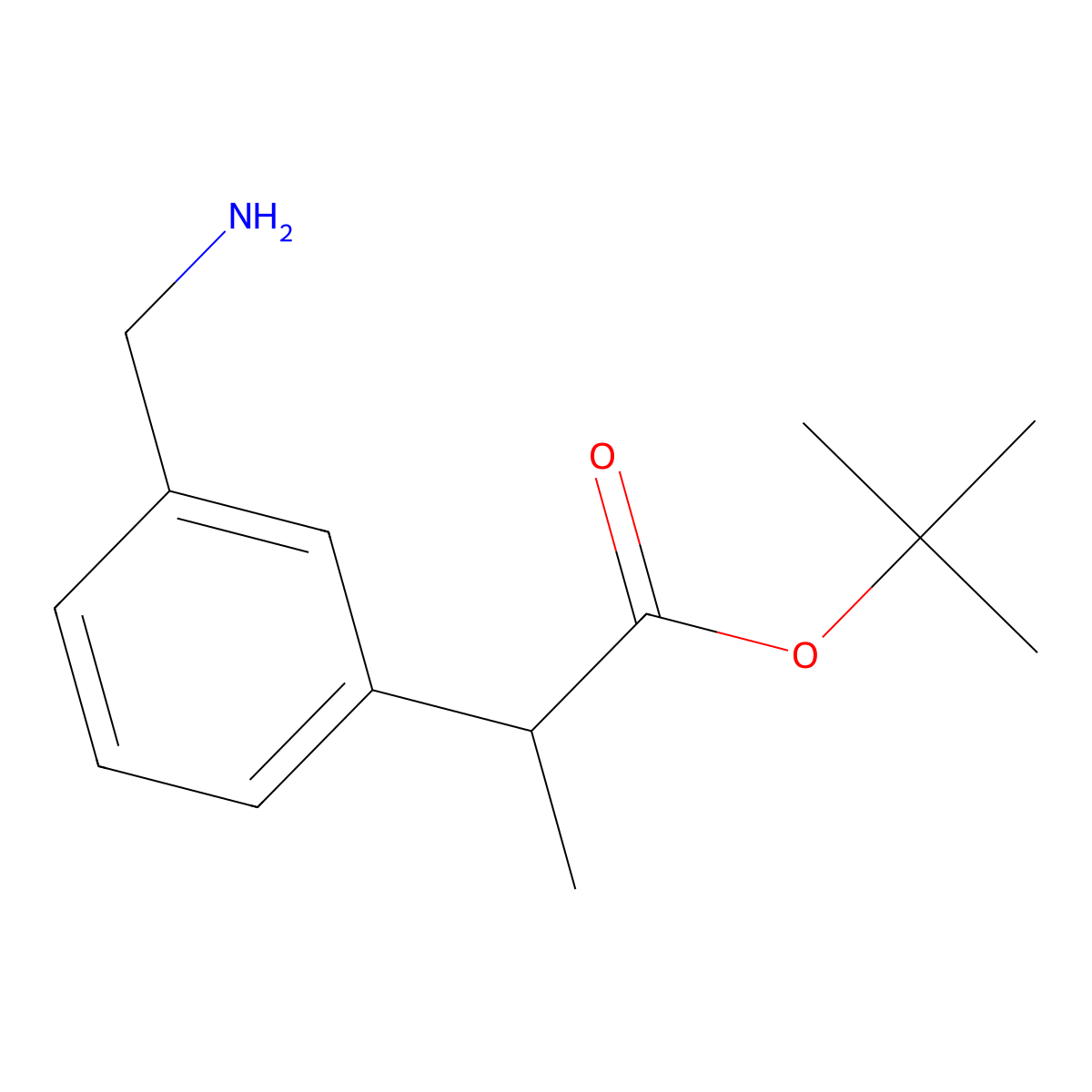 Tert-butyl 2-[3-(aminomethyl)phenyl]propanoate molecular structure, CAS 2287335-52-6