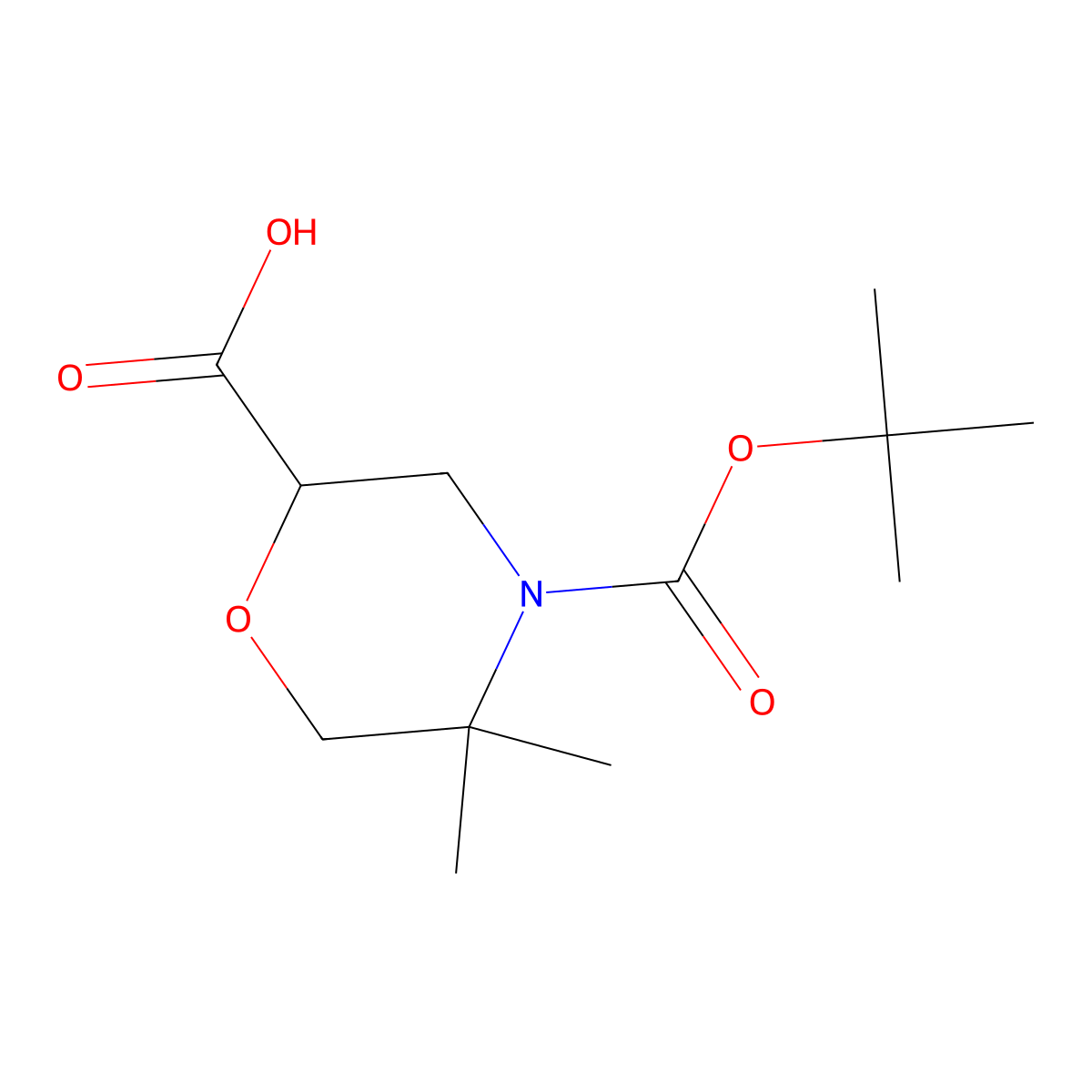 4-((Tert-butoxy)carbonyl)-5,5-dimethylmorpholine-2-carboxylic acid molecular structure, CAS 2287335-56-0