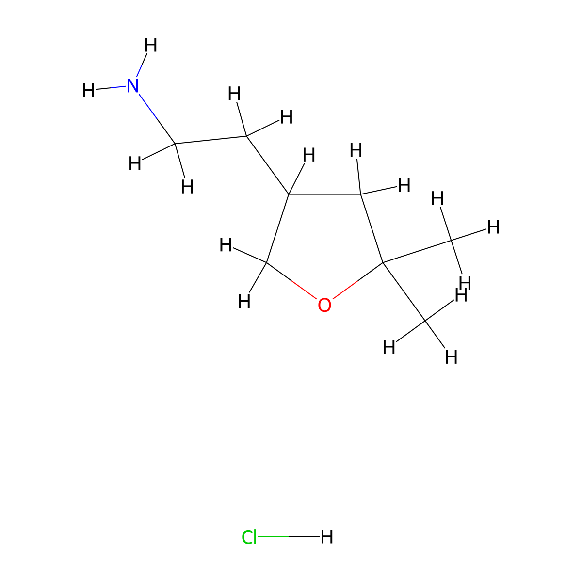 2-(5,5-Dimethyloxolan-3-yl)ethan-1-amine hydrochloride molecular structure, CAS 2287339-70-0