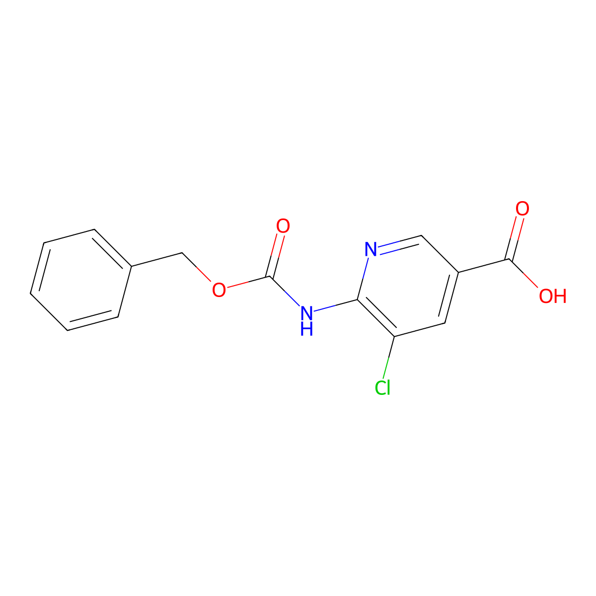 6-{[(Benzyloxy)carbonyl]amino}-5-chloropyridine-3-carboxylic acid molecular structure, CAS 2287339-75-5
