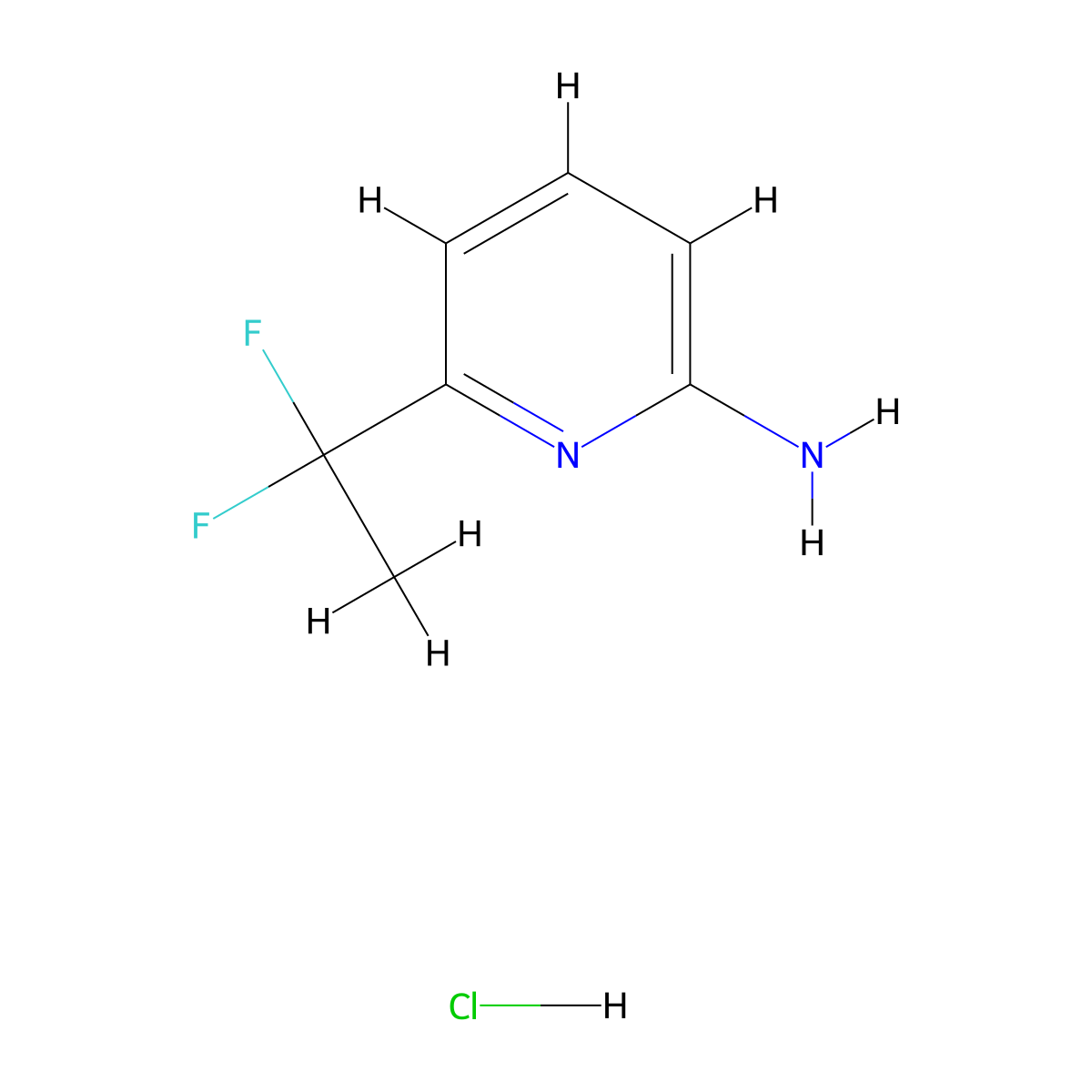 6-(1,1-Difluoroethyl)pyridin-2-amine hydrochloride molecular structure, CAS 2287340-25-2
