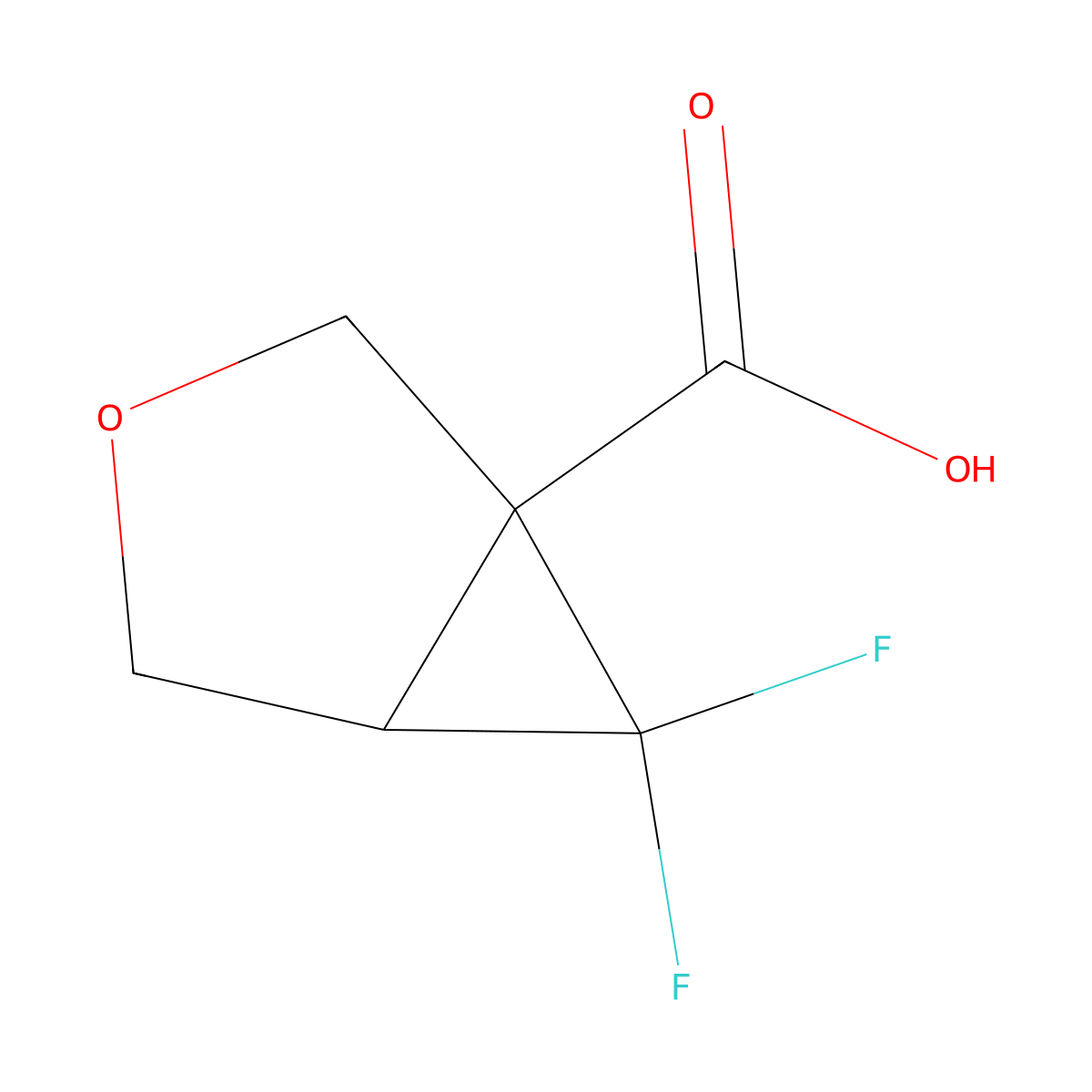 6,6-Difluoro-3-oxabicyclo[3.1.0]hexane-1-carboxylic acid molecular structure, CAS 2287340-27-4