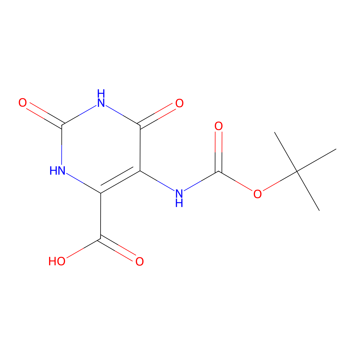 5-{[(Tert-butoxy)carbonyl]amino}-2,6-dioxo-1,2,3,6-tetrahydropyrimidine-4-carboxylic acid molecular structure, CAS 2287340-36-5