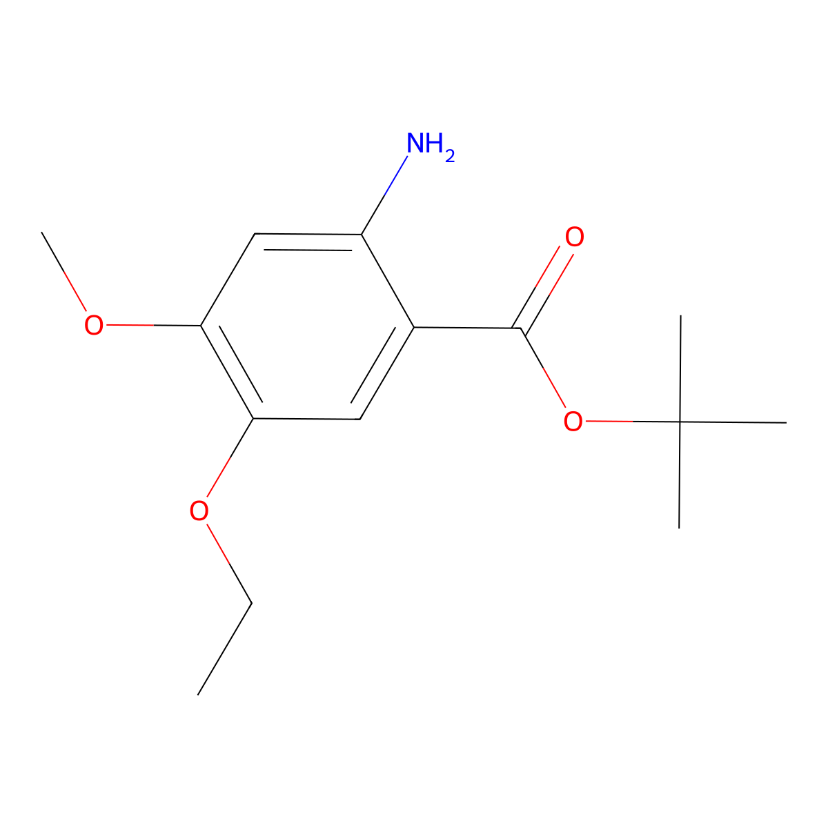 Tert-butyl 2-amino-5-ethoxy-4-methoxybenzoate molecular structure, CAS 2287340-46-7