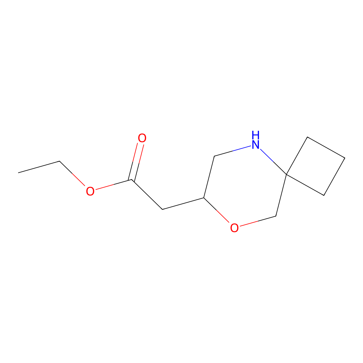 Ethyl 2-{8-oxa-5-azaspiro[3.5]nonan-7-yl}acetate molecular structure, CAS 2287340-55-8