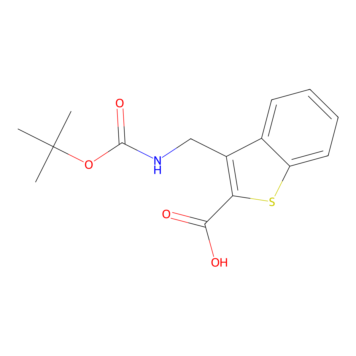 3-({[(Tert-butoxy)carbonyl]amino}methyl)-1-benzothiophene-2-carboxylicacid molecular structure, CAS 2287340-83-2