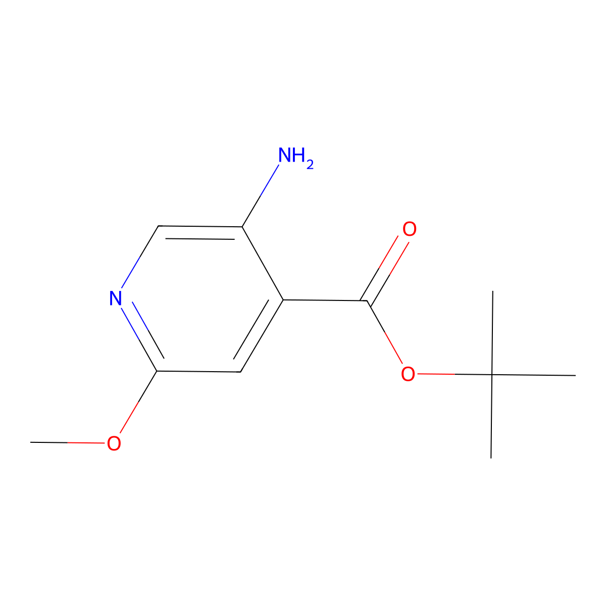 Tert-butyl 5-amino-2-methoxypyridine-4-carboxylate molecular structure, CAS 2287340-84-3