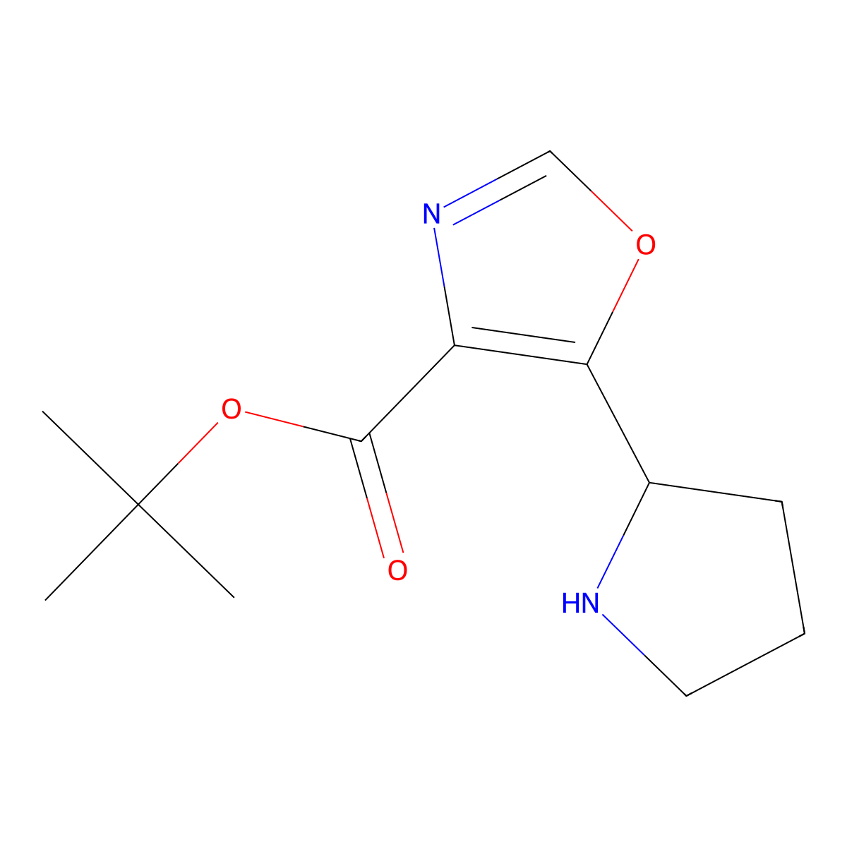 Tert-butyl 5-(pyrrolidin-2-yl)-1,3-oxazole-4-carboxylate molecular structure, CAS 2287340-95-6