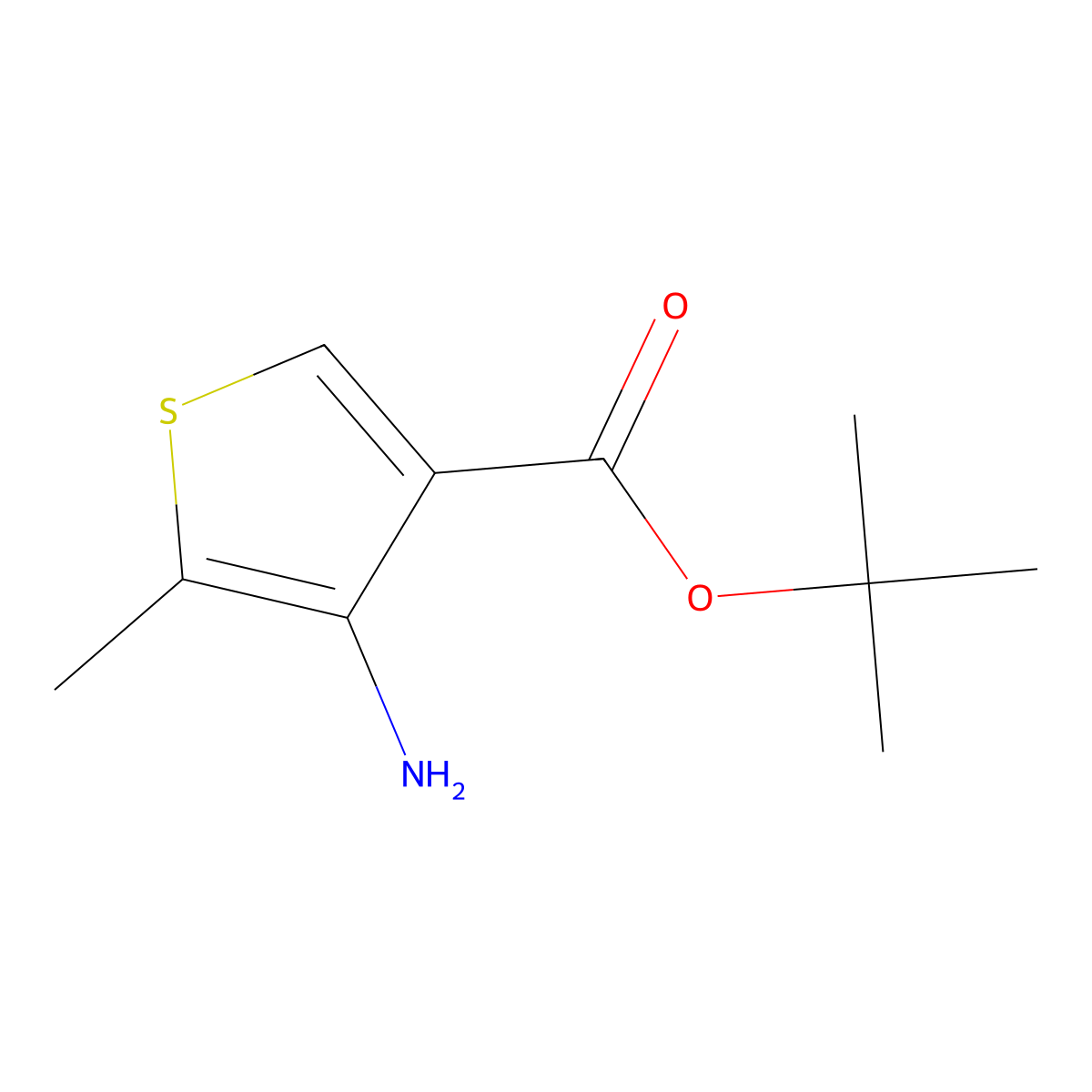 Tert-butyl 4-amino-5-methylthiophene-3-carboxylate molecular structure, CAS 2287341-04-0