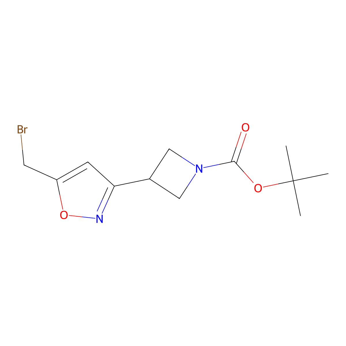 Tert-butyl 3-[5-(bromomethyl)-1,2-oxazol-3-yl]azetidine-1-carboxylate molecular structure, CAS 2287341-05-1