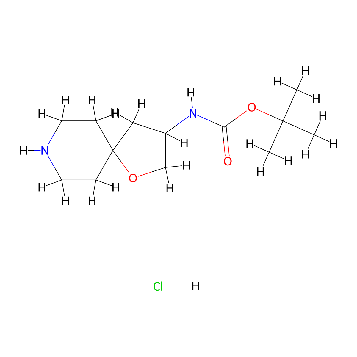 tert-butylN-{1-oxa-8-azaspiro[4.5]decan-3-yl}carbamatehydrochloride molecular structure, CAS 2287341-18-6