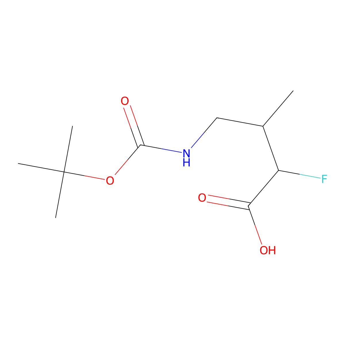 4-{[(Tert-butoxy)carbonyl]amino}-2-fluoro-3-methylbutanoicacid molecular structure, CAS 2287341-27-7