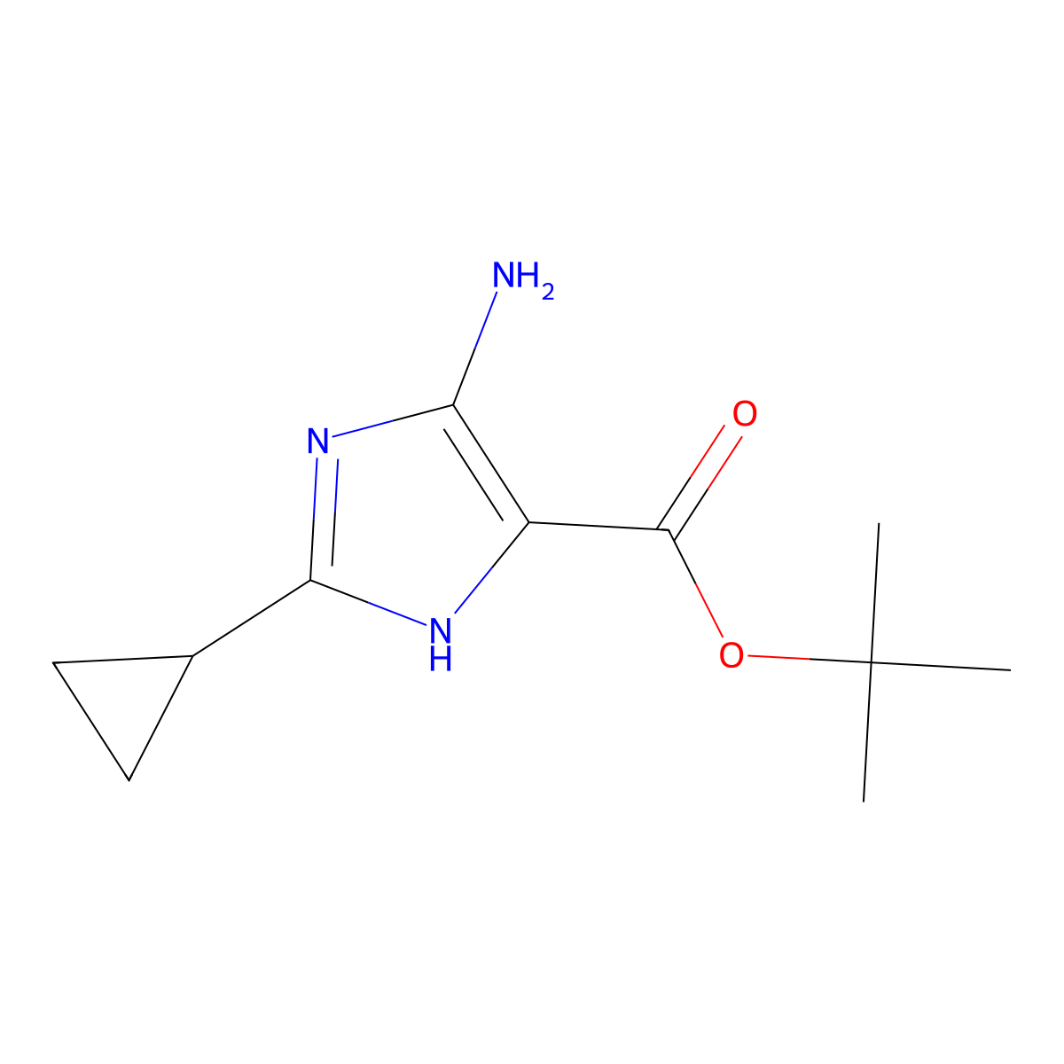 tert-butyl 5-amino-2-cyclopropyl-1H-imidazole-4-carboxylate molecular structure, CAS 2287341-30-2
