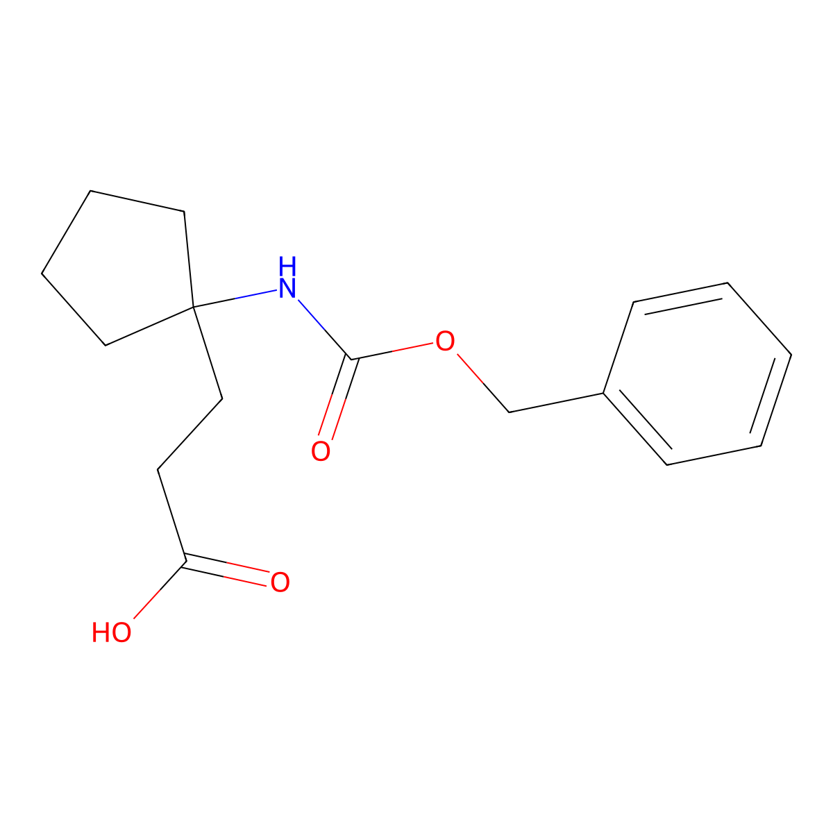 3-(1-{[(Benzyloxy)carbonyl]amino}cyclopentyl)propanoic acid molecular structure, CAS 2287341-35-7