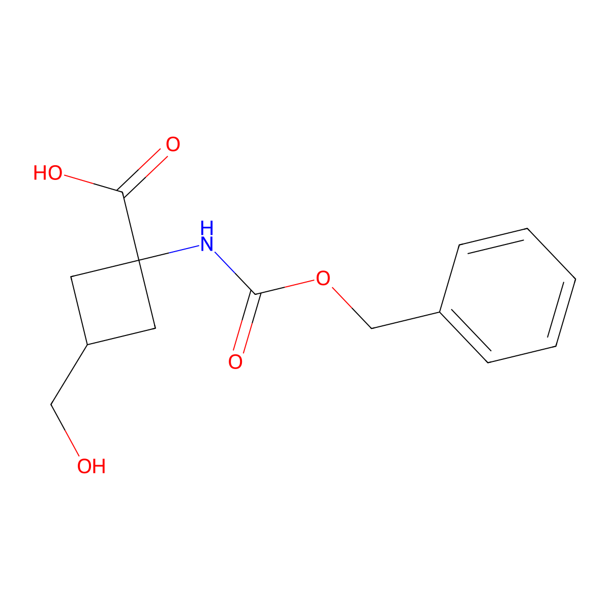 1-{[(Benzyloxy)carbonyl]amino}-3-(hydroxymethyl)cyclobutane-1-carboxylic acid molecular structure, CAS 2287341-52-8