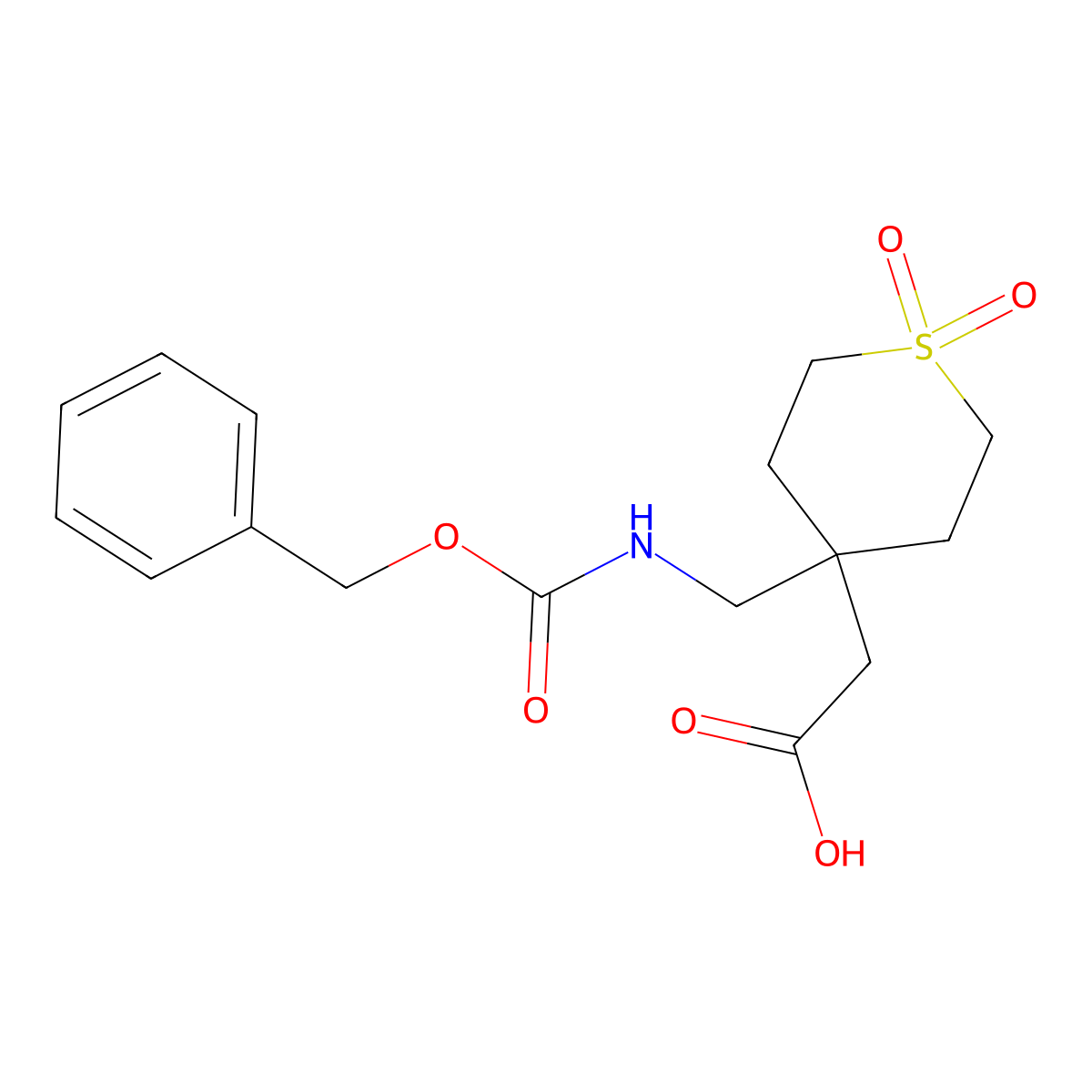 2-[4-({[(Benzyloxy)carbonyl]amino}methyl)-1,1-dioxo-1lambda6-thian-4-yl]acetic acid molecular structure, CAS 2287341-55-1