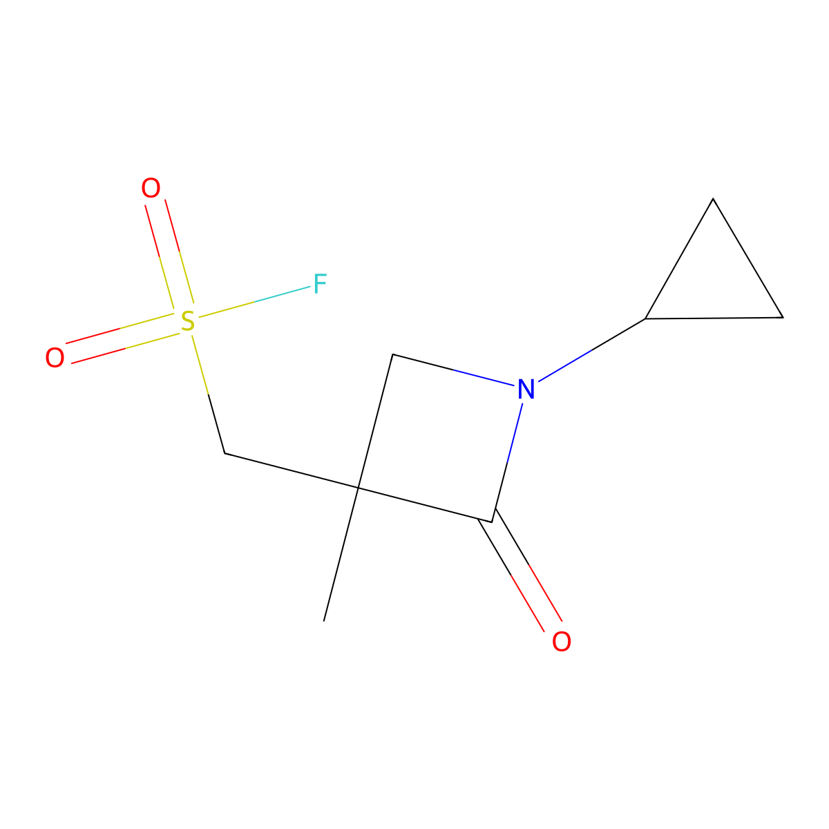 (1-Cyclopropyl-3-methyl-2-oxoazetidin-3-yl)methanesulfonyl fluoride molecular structure, CAS 2287341-65-3