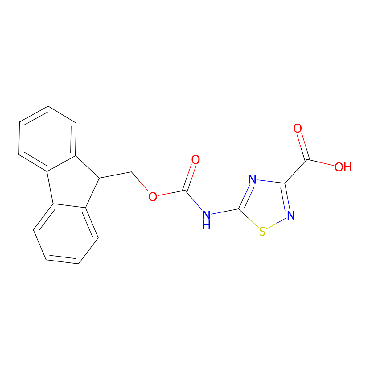 5-({[(9H-fluoren-9-yl)methoxy]carbonyl}amino)-1,2,4-thiadiazole-3-carboxylic acid molecular structure, CAS 2287341-71-1