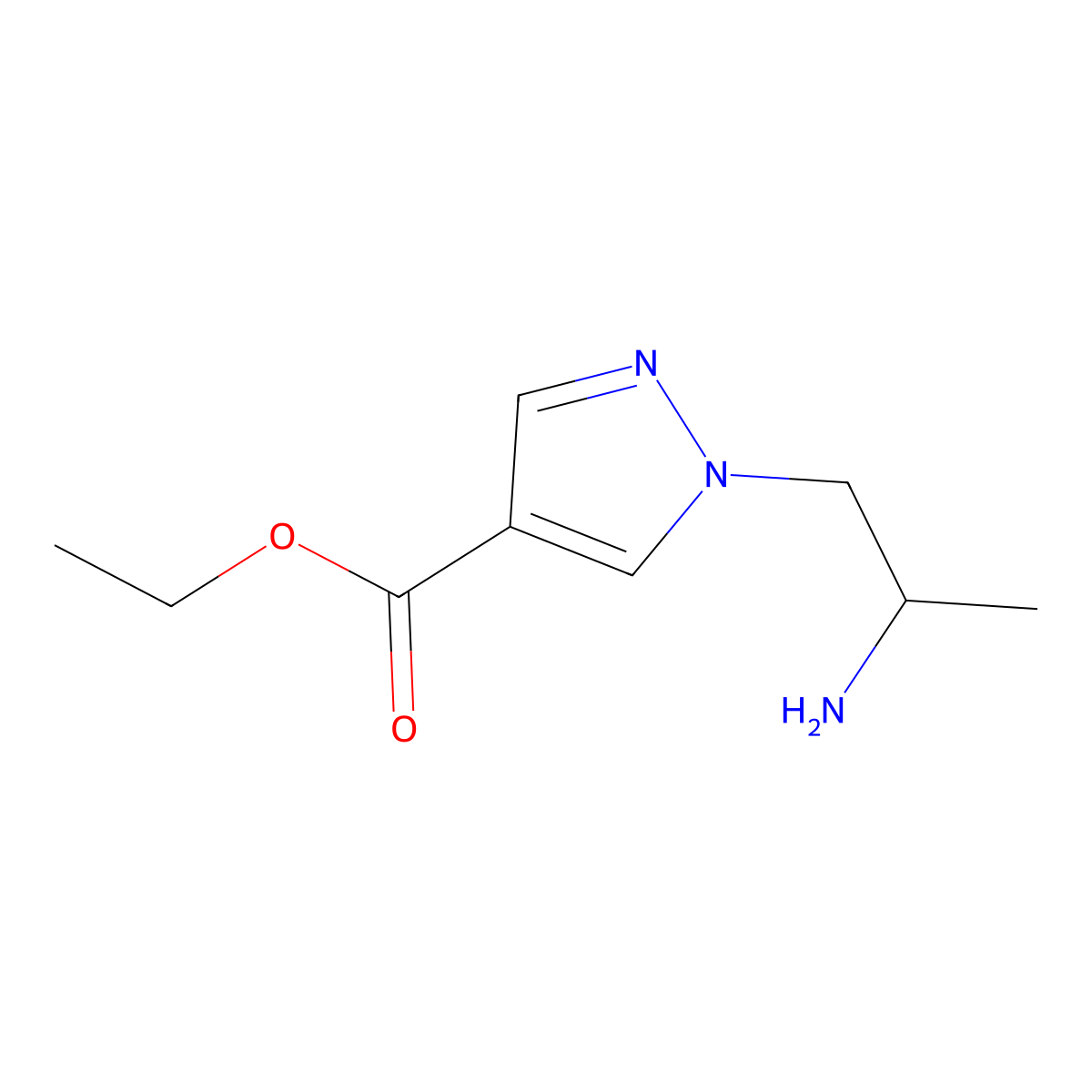 ethyl 1-(2-aminopropyl)-1H-pyrazole-4-carboxylate molecular structure, CAS 2287342-12-3