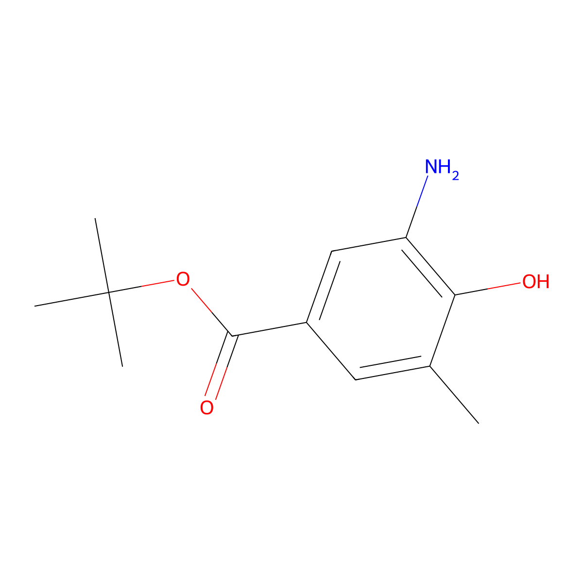 Tert-butyl 3-amino-4-hydroxy-5-methylbenzoate molecular structure, CAS 2287342-15-6