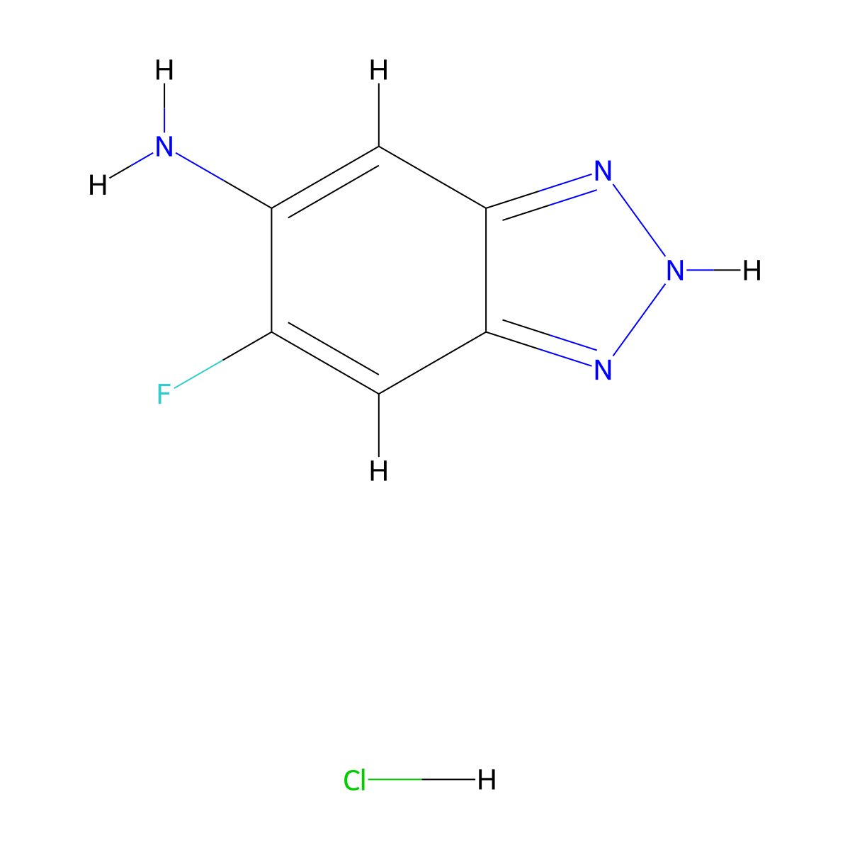 5-fluoro-1H-1,2,3-benzotriazol-6-amine hydrochloride molecular structure, CAS 2287342-25-8