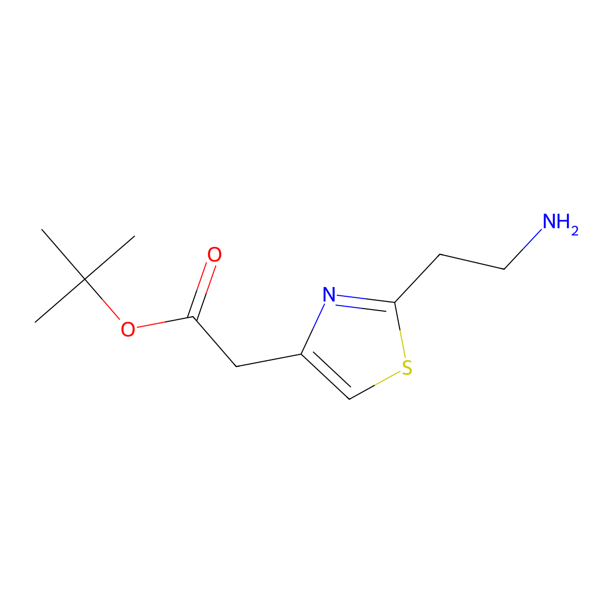 Tert-butyl 2-[2-(2-aminoethyl)-1,3-thiazol-4-yl]acetate molecular structure, CAS 2287342-42-9