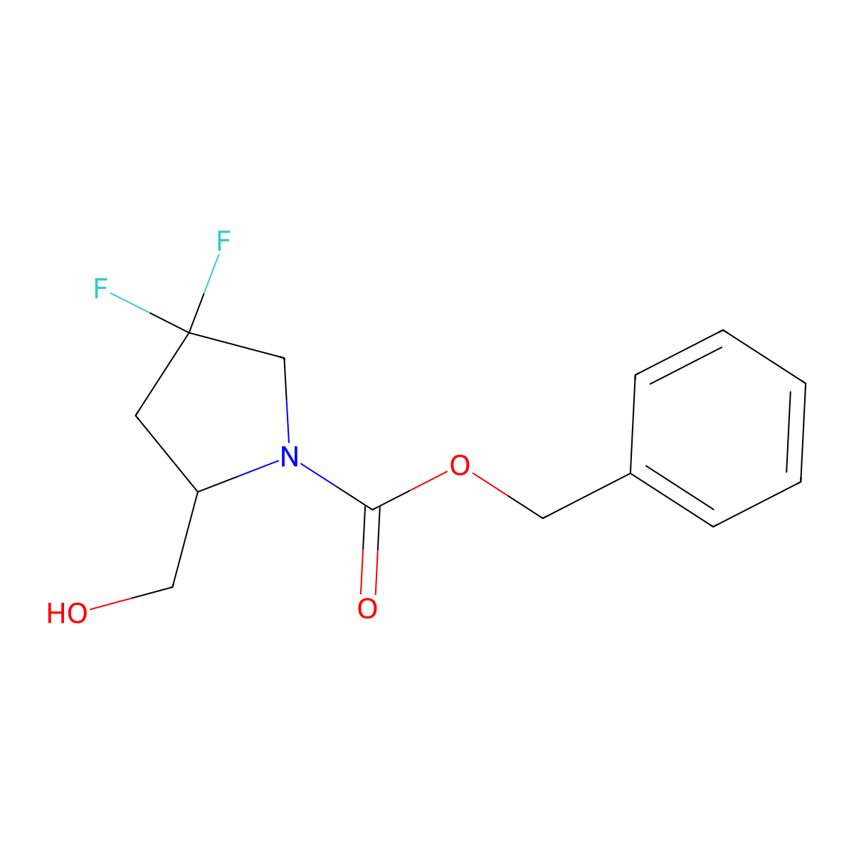 Benzyl 4,4-difluoro-2-(hydroxymethyl)pyrrolidine-1-carboxylate molecular structure, CAS 2287342-75-8