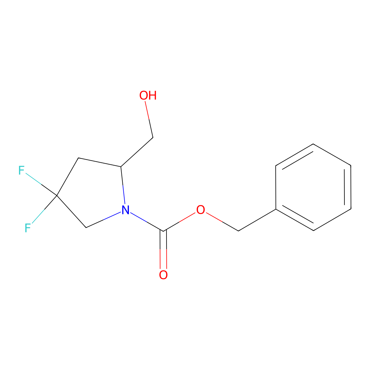 Benzyl 4,4-difluoro-2-(hydroxymethyl)pyrrolidine-1-carboxylate molecular structure, CAS 2287342-75-8