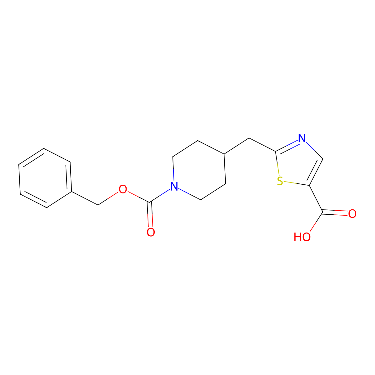 2-({1-[(Benzyloxy)carbonyl]piperidin-4-yl}methyl)-1,3-thiazole-5-carboxylic acid molecular structure, CAS 2287342-80-5