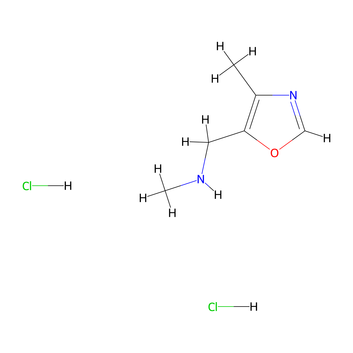 Methyl[(4-methyl-1,3-oxazol-5-yl)methyl]amine dihydrochloride molecular structure, CAS 2287343-22-8