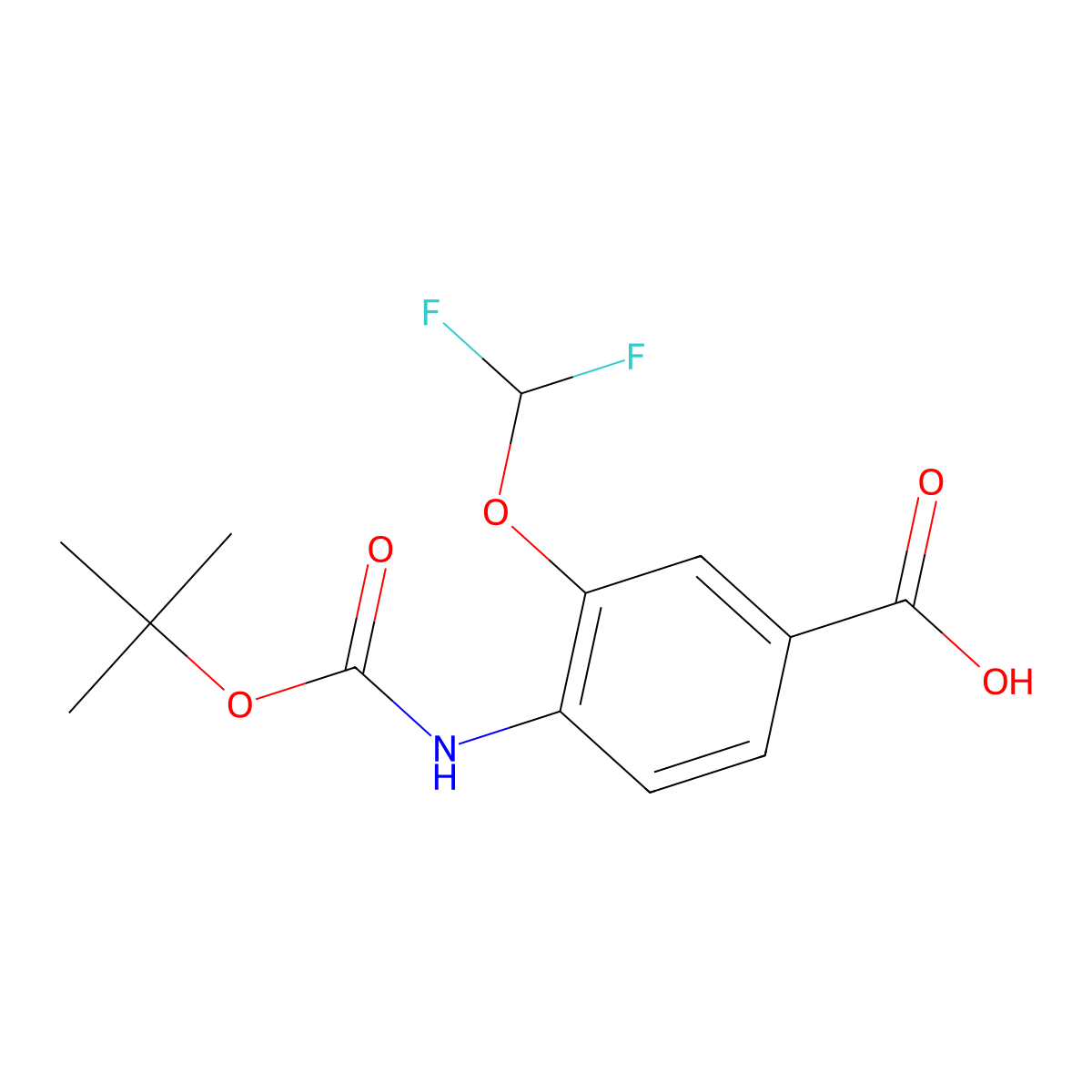 4-{[(Tert-butoxy)carbonyl]amino}-3-(difluoromethoxy)benzoic acid molecular structure, CAS 2287343-25-1
