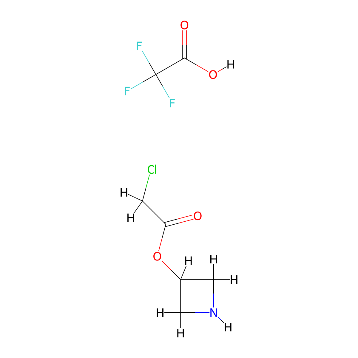 Azetidin-3-yl 2-chloroacetate; trifluoroacetic acid molecular structure, CAS 2287343-27-3