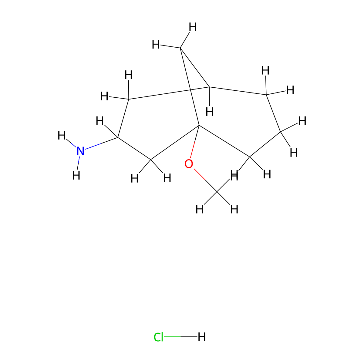 1-Methoxybicyclo[3.3.1]nonan-3-amine hydrochloride molecular structure, CAS 2287343-49-9